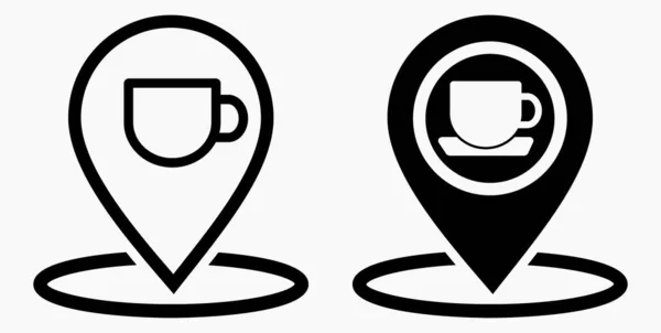 Location Cafe Gps Cup Point Recreation Map Restaurant Icon Vector — Vetor de Stock