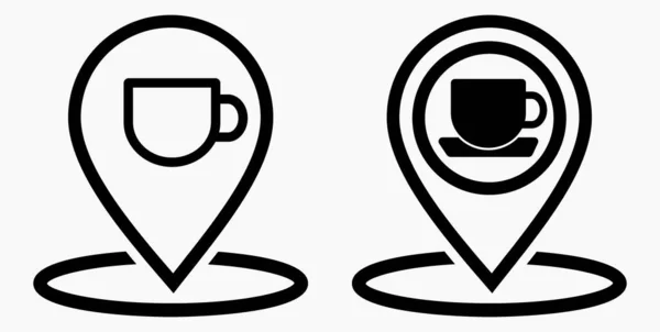 Location Cafe Gps Cup Point Recreation Map Restaurant Icon Vector — Stock Vector