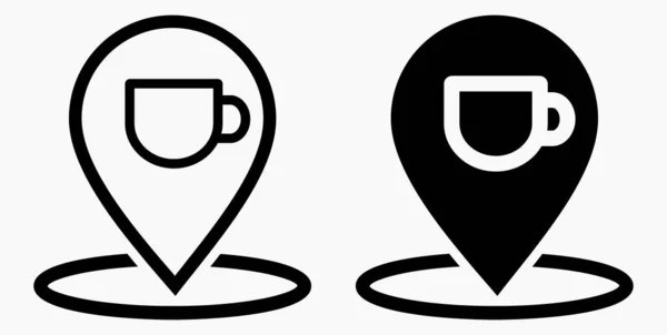 Location Cafe Gps Cup Point Recreation Map Restaurant Icon Vector — Stockvektor