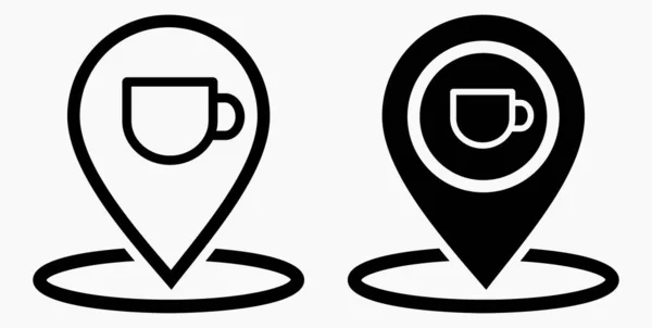Location Cafe Gps Cup Point Recreation Map Restaurant Icon Vector — Stockvektor