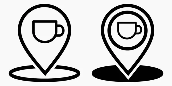 Location Cafe Gps Cup Point Recreation Map Restaurant Icon Vector — 图库矢量图片