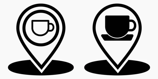 Location Cafe Gps Cup Point Recreation Map Restaurant Icon Vector — Stock Vector