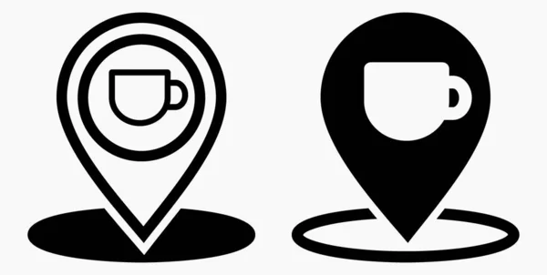 Localização Café Gps Copo Ponto Mapa Recreação Ícone Restaurante Ícone — Vetor de Stock