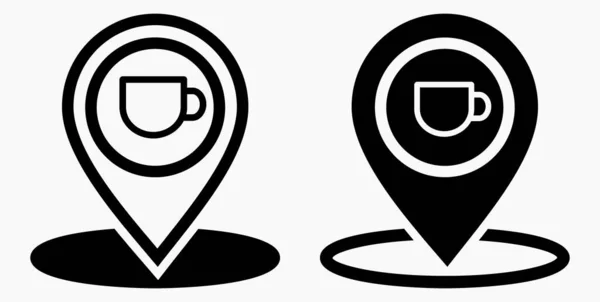 Location Cafe Gps Cup Point Recreation Map Restaurant Icon Vector — Vetor de Stock