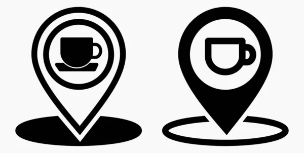 Localização Café Gps Copo Ponto Mapa Recreação Ícone Restaurante Ícone — Vetor de Stock