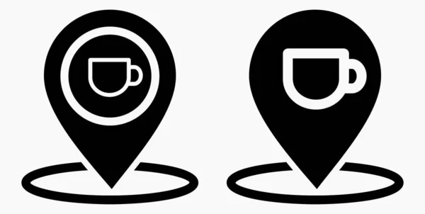 Location Cafe Gps Cup Point Recreation Map Restaurant Icon Vector — Stockvektor