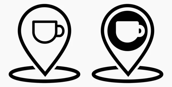 Location Cafe Gps Cup Point Recreation Map Restaurant Icon Vector — 图库矢量图片