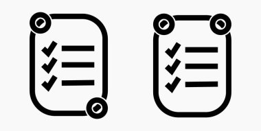 Simge listesi, çizelge, çizelge, kayıt, rulo, katalog, kaydırma, bil, takvim, ajanda, isim listesi, boncuk, katalog. Vektör simgesi.