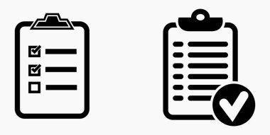 Simge listesi, çizelge, çizelge, kayıt, rulo, katalog, kaydırma, bil, takvim, ajanda, isim listesi, boncuk, katalog. Vektör simgesi.