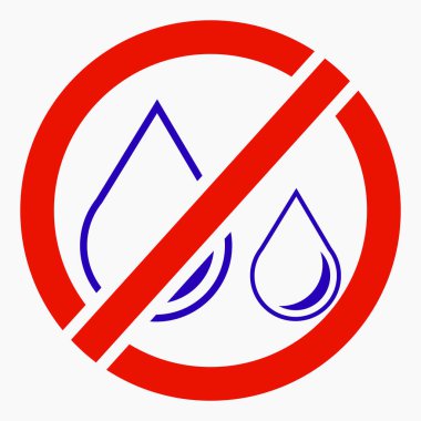 Sızdırma simgesi yok. Damlası yok. Yağmur yok. Su eksikliği. Sızıntı önleyici. Vektör simgesi. Web siteleri ve mobil minimal düz tasarım için ticari satır vektör simgesi.