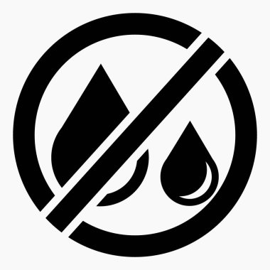 Sızdırma simgesi yok. Damlası yok. Yağmur yok. Su eksikliği. Sızıntı önleyici. Vektör simgesi. Web siteleri ve mobil minimal düz tasarım için ticari satır vektör simgesi.