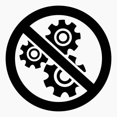 Onarma. Ayarlar yok. Simge yasaklama teçhizatı. Alışveriş arabası uygulama ve bilgi grafiği için minimal düz doğrusal simgeyi izole etti. 