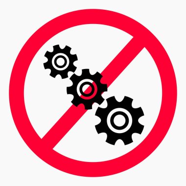 Onarma. Ayarlar yok. Simge yasaklama teçhizatı. Alışveriş arabası uygulama ve bilgi grafiği için minimal düz doğrusal simgeyi izole etti. 