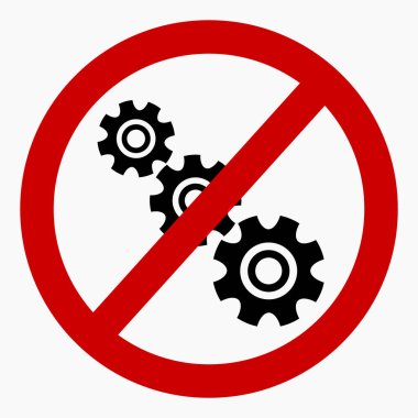 Onarma. Ayarlar yok. Simge yasaklama teçhizatı. Alışveriş arabası uygulama ve bilgi grafiği için minimal düz doğrusal simgeyi izole etti. 