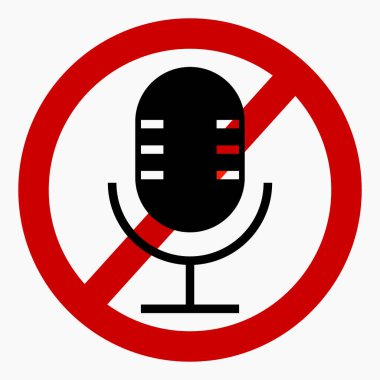 Sessiz ol. Sesi kes. Bağırma. Mikrofon yok. Konuşma artık. Vektör simgesi.