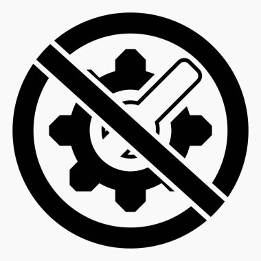 Onarma. Ayarlar yok. Simge yasaklama teçhizatı. Alışveriş arabası uygulama ve bilgi grafiği için minimal düz doğrusal simgeyi izole etti. 