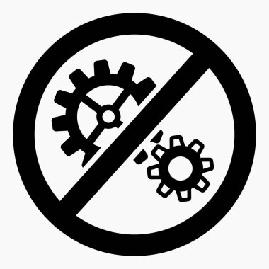 Onarma. Ayarlar yok. Simge yasaklama teçhizatı. Alışveriş arabası uygulama ve bilgi grafiği için minimal düz doğrusal simgeyi izole etti. 