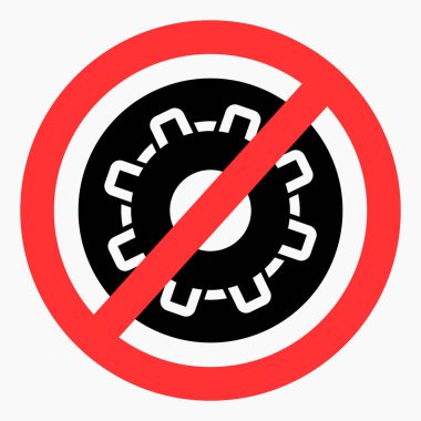 Onarma. Ayarlar yok. Simge yasaklama teçhizatı. Alışveriş arabası uygulama ve bilgi grafiği için minimal düz doğrusal simgeyi izole etti. 