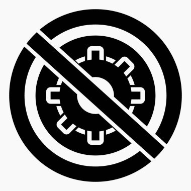 Vites simgesi kırmızı bir daire şeklinde çizilmiş. Onarım yasağı. Sömürme. Mekanizma yok. Basit kullanım. Vektör simgesi.