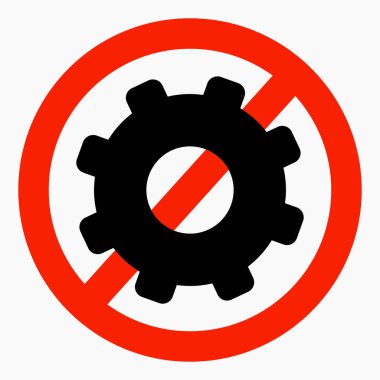 Onarma. Ayarlar yok. Simge yasaklama teçhizatı. Alışveriş arabası uygulama ve bilgi grafiği için minimal düz doğrusal simgeyi izole etti. 