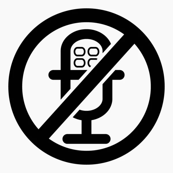 Quiet Stop Sound Loud Microphone Don Speak Vector Icon — Stockvector