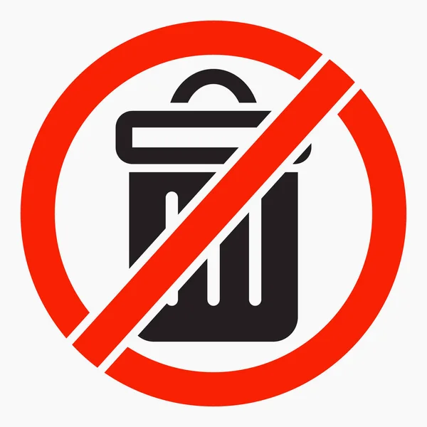 Keine Müll Ikone Kein Mülleimer Symbol Den Mülleimer Nicht Öffnen — Stockvektor