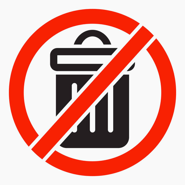 No trash icon. No trash can icon. Do not open the trash can. Vector icon.