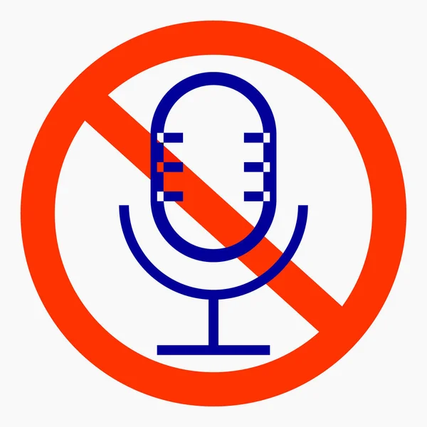Microphone Ban Icon Red Circle Microphone Silence Sign Vector Icon — Archivo Imágenes Vectoriales
