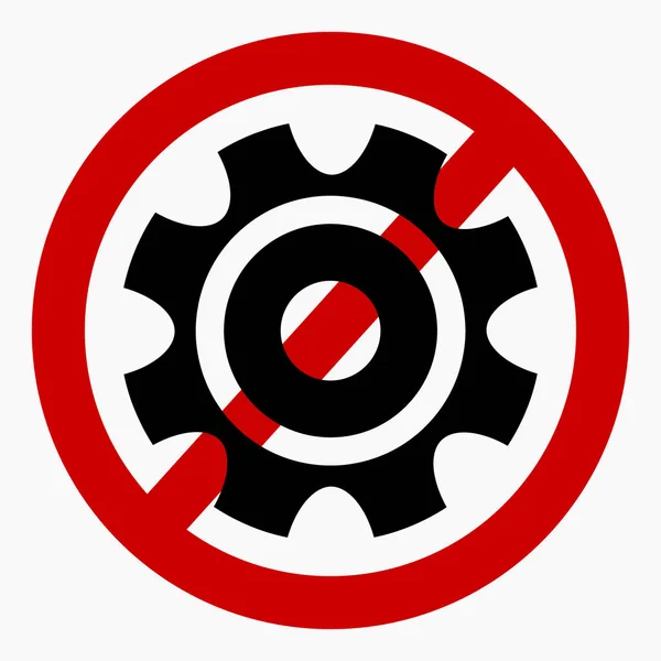 Gear Icon Crossed Out Red Circle Repair Ban Exploit Mechanisms — Vetor de Stock