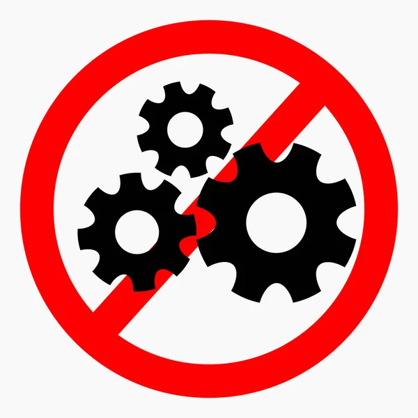 Gear Icon Crossed Out Circle Repair Ban Repair Mechanisms Shopping — стоковый вектор