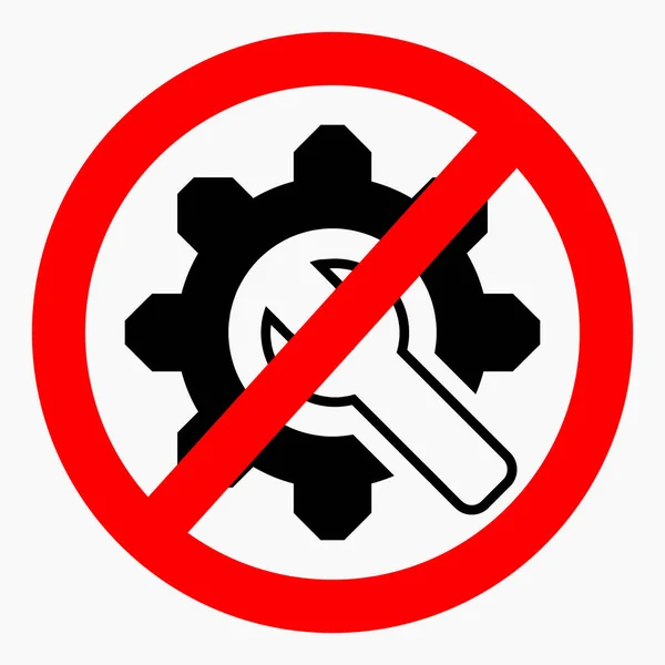 Gear Icon Crossed Out Red Circle Repair Ban Exploit Mechanisms — стоковый вектор