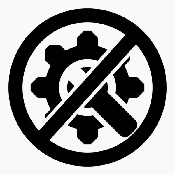 Gear Icon Crossed Out Red Circle Repair Ban Exploit Mechanisms — Vector de stock