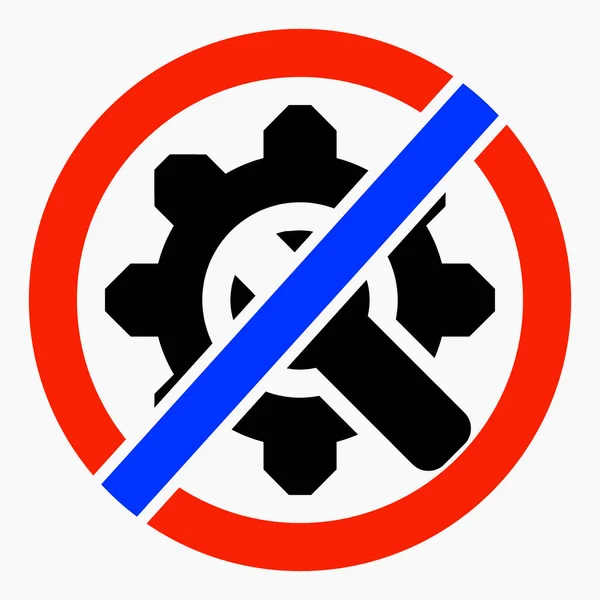 Gear Icon Crossed Out Circle Repair Ban Repair Mechanisms Shopping — Image vectorielle