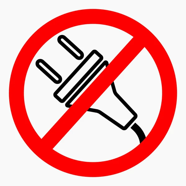 Icono Prohibición Enchufe Eléctrico Enchufe Hay Energía Está Prohibido Conectarse — Archivo Imágenes Vectoriales