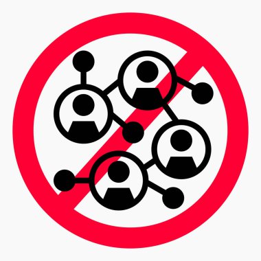 Sosyal medya yasağı. Bilgisayar ağı yok. Ağ iletişim kısıtlamaları. İletişim özgürlüğünün yasaklanması. Vektör simgesi.