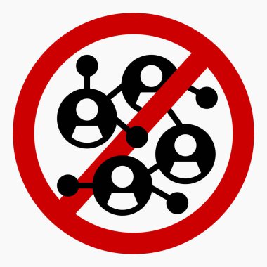 Sosyal medya yasağı. Bilgisayar ağı yok. Ağ iletişim kısıtlamaları. İletişim özgürlüğünün yasaklanması. Vektör simgesi.