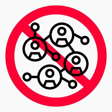 Sosyal medya yasağı. Bilgisayar ağı yok. Ağ iletişim kısıtlamaları. İletişim özgürlüğünün yasaklanması. Vektör simgesi.