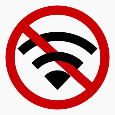 WiFi ban. There is no internet. Internet free zone.  Commercial line vector icon for websites and mobile minimalistic flat design.