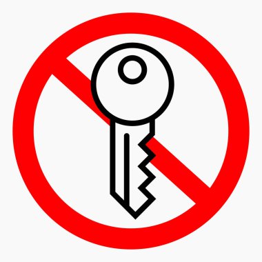 No key. Key ban. No room key. Vector icon.
