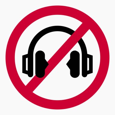Kulaklık yok. Müzik değil. Müzik dinlemeyin. Vektör simgesi.