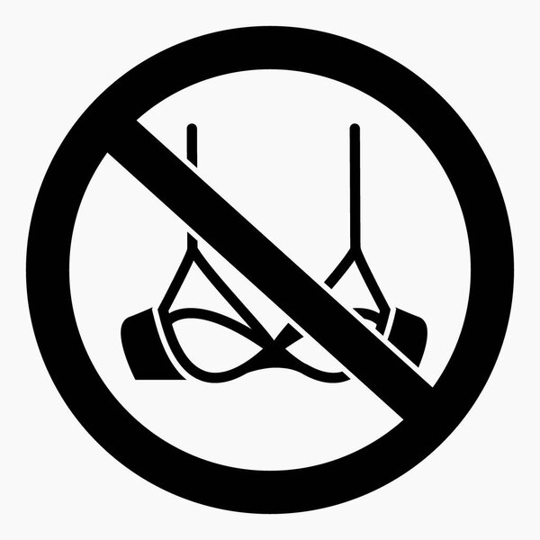 No bra. Bra ban. Do not use a bra. Freedom from the bra. Nudism. Vector icon.