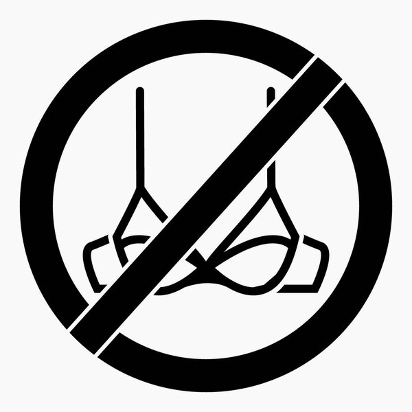 No bra. Bra ban. Do not use a bra. Freedom from the bra. Nudism. Vector icon.