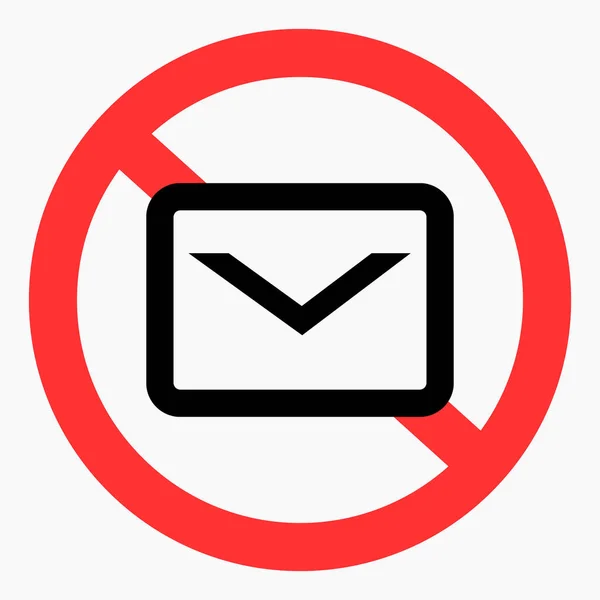 Kein Mail Symbol Kein Spam Kein Mailing Spam Verbot Vektorsymbol — Stockvektor