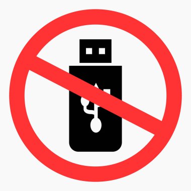 Flaş bellek yok. Flaş bellek yasaklandı. Vektör simgesi.