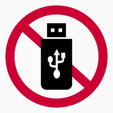 Flaş bellek yok. Flaş bellek yasaklandı. Vektör simgesi.