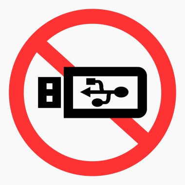 Flaş bellek yok. Flaş bellek yasaklandı. Vektör simgesi.