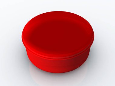 Plastikten yapılmış, şeffaf 3D kırmızı kapalı beslenme çantası. izometrik görünüm