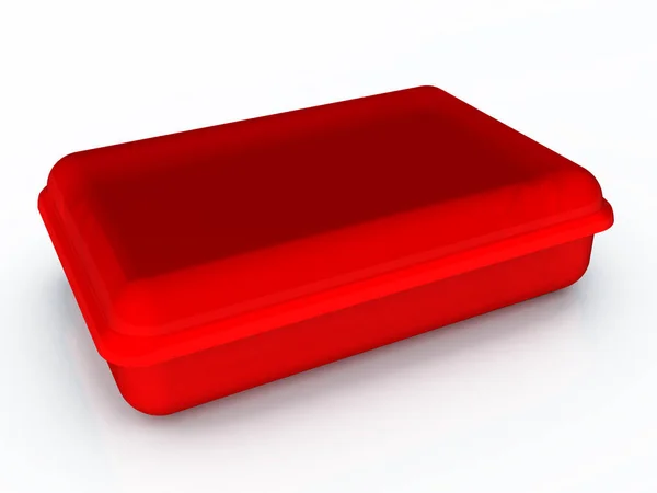 Plastikten yapılmış, şeffaf 3D kırmızı kapalı beslenme çantası. izometrik görünüm