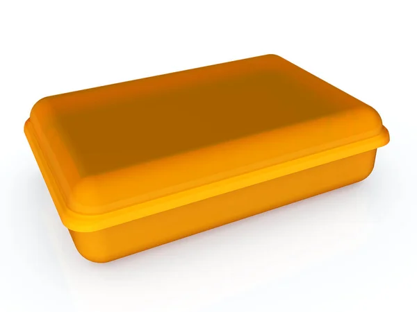  Plastikten yapılmış sarı kapalı beslenme çantası, şeffaf 3D. izometri