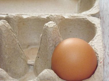 bej tavuk yumurtaları açık ahşap bir arka planda yumurta kutusunda